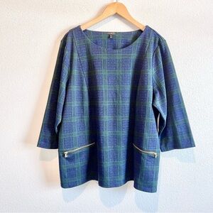 Talbots Blue and Green Plaid Blouse